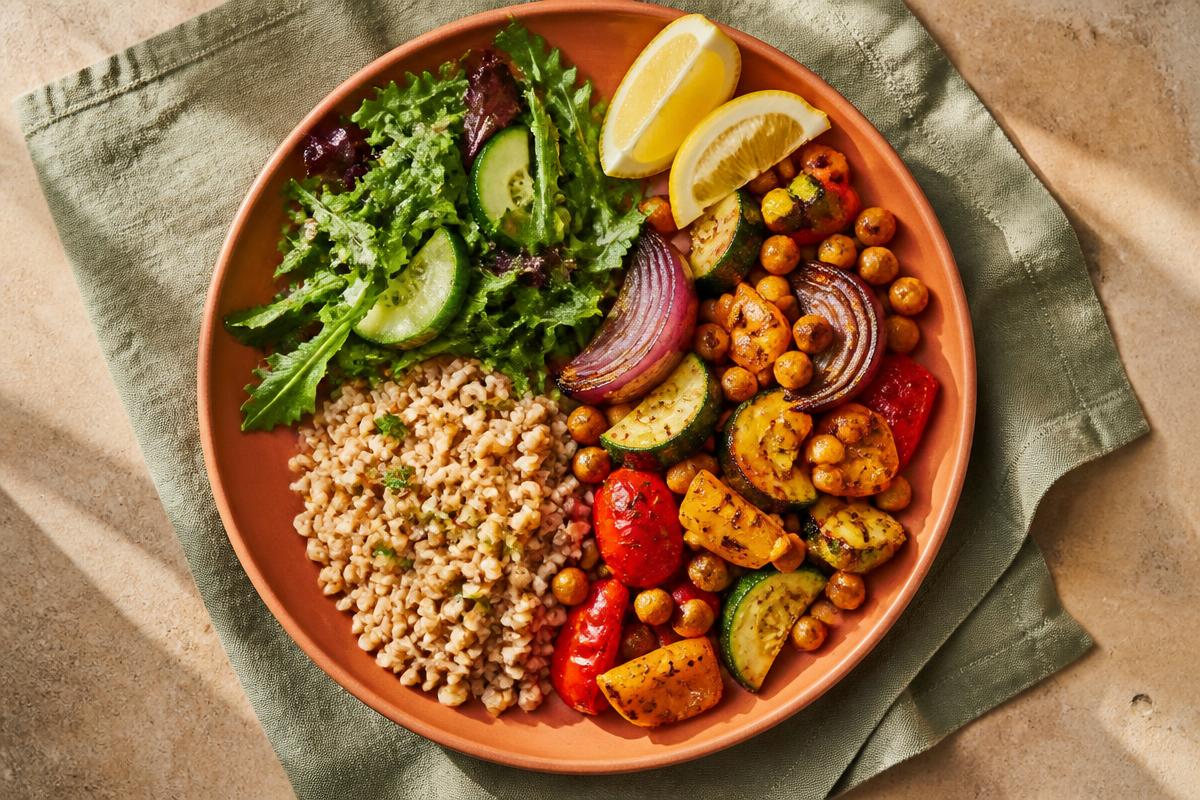 Voorbeeld van een voedzame, betaalbare lunch bowl